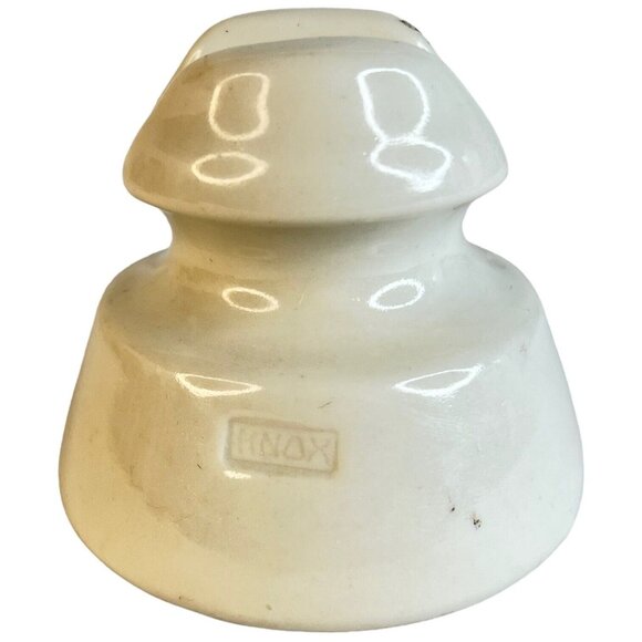 Ceramic White Glazed Knox Insulator Saddle Top Telephone Wire VTG Porcelain Chip - Picture 5 of 8